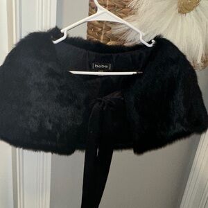 Bebe Luxe Black Faux Fur Capelet